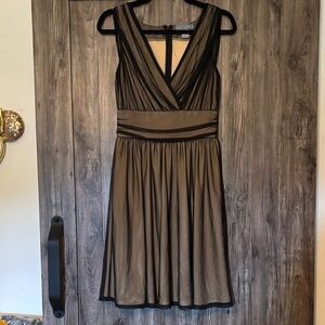 Chic Black and Tan Midi Dress